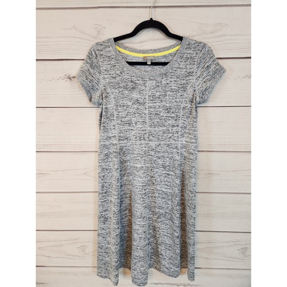 Talbots Women's Gray Stretch Crew Neck Short Sleeve Sheath Midi Dress Size SP - Picture 1 of 6